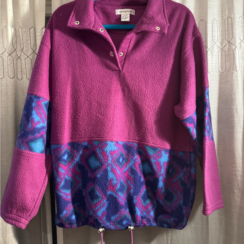 Janeve 1990’s Fleece Pullover Vintage Purple & Blue Jacket